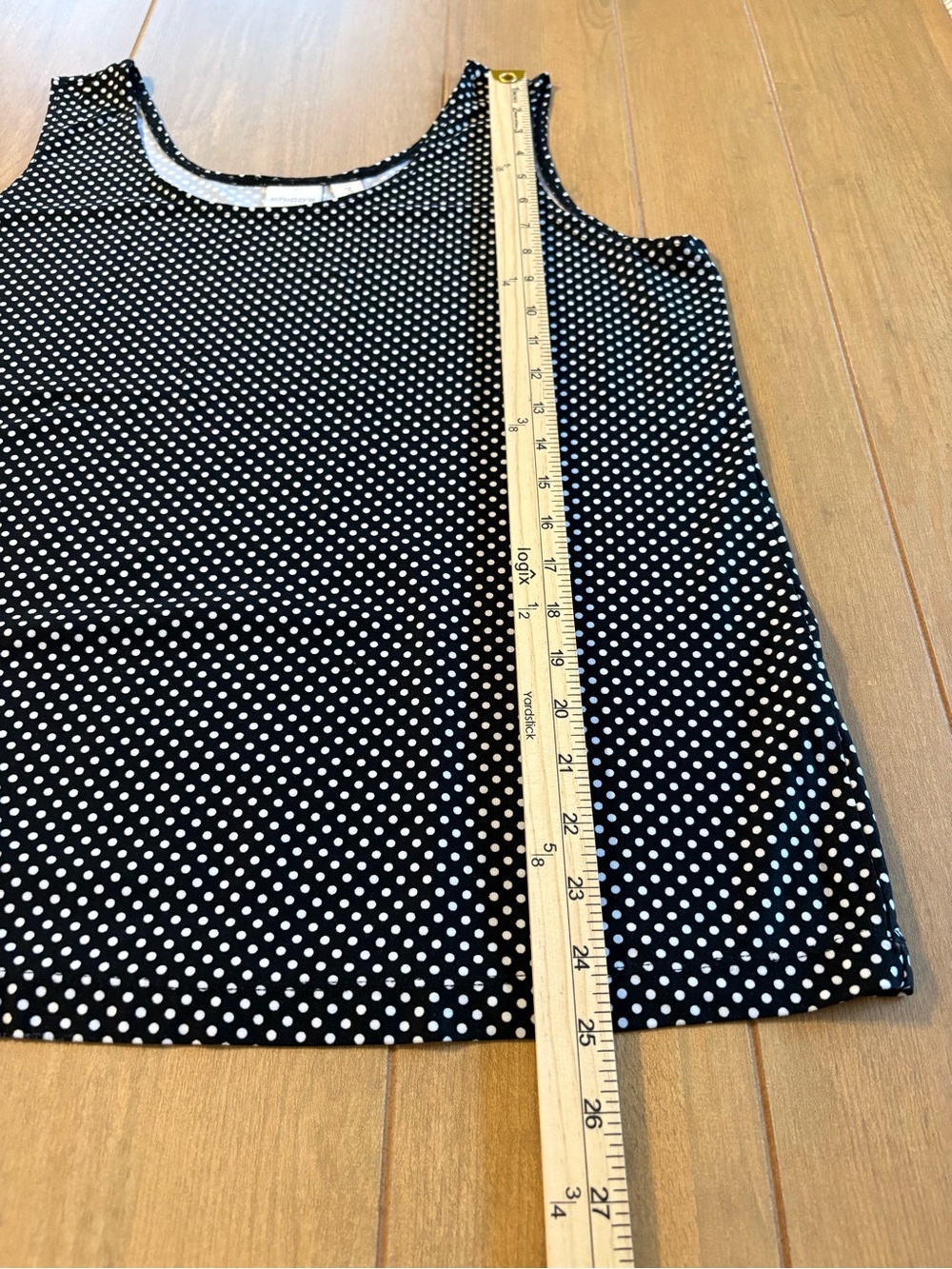 Chico’s Size 3 Black White Polka Dot Tank Top Stretch Sleeveless Shell Layering - Picture 10 of 11